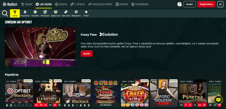 live kazino platforma ar populārām spēlēm